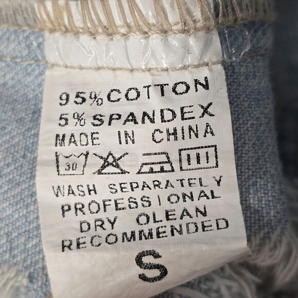 Blue Wash Raw Jeans Denim Distress Button Jacket Small - Picture 8 of 8